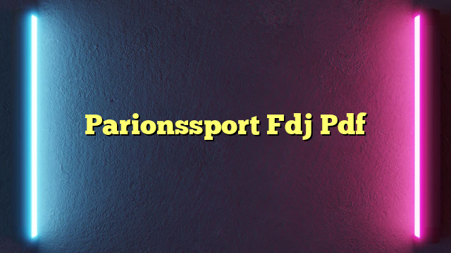 Parionssport Fdj Pdf